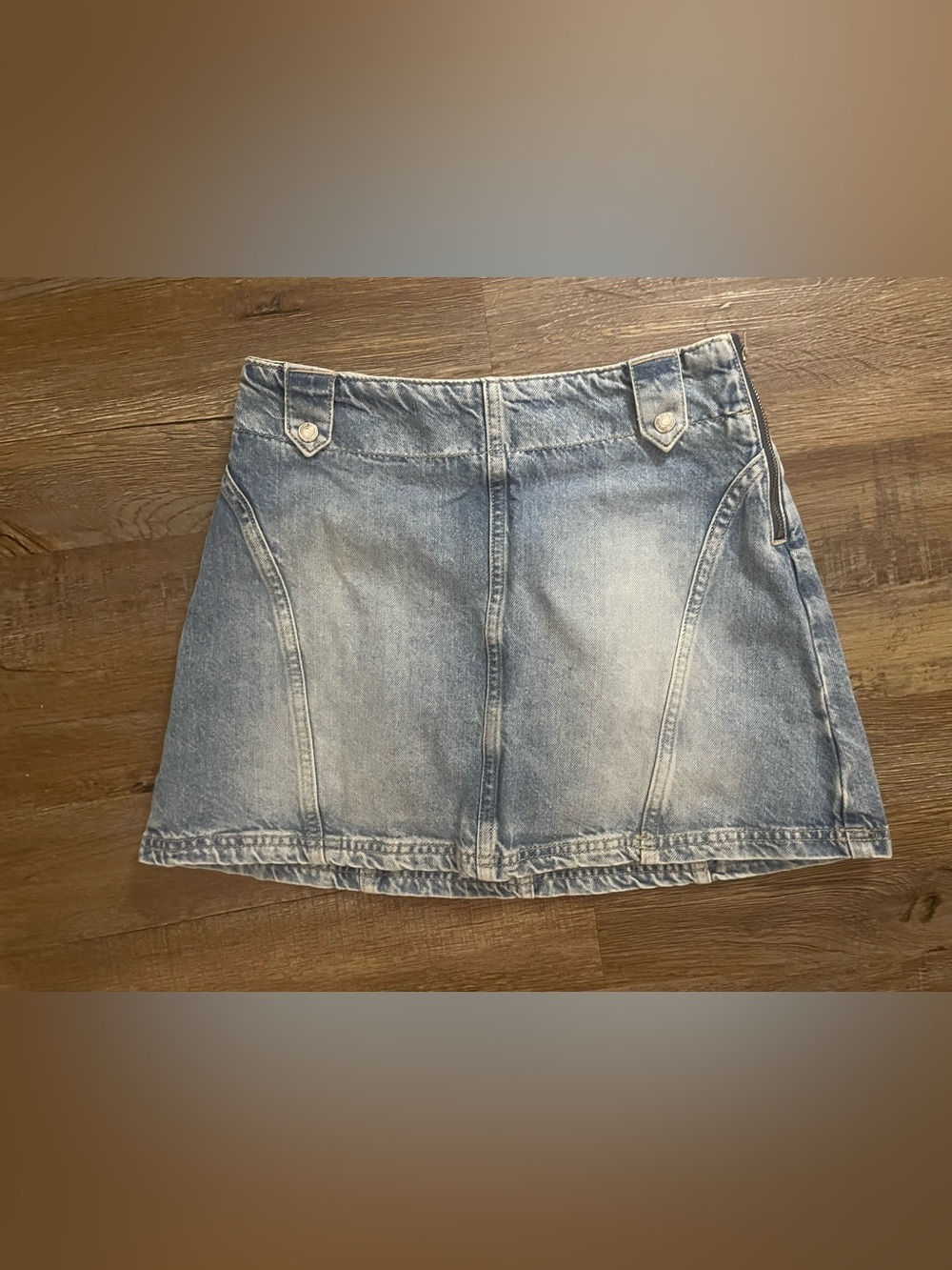 We The Free People Denim Skirt Size 26 Boho Blue Summer Mini Y2K Beach Vacation - Picture 2 of 9